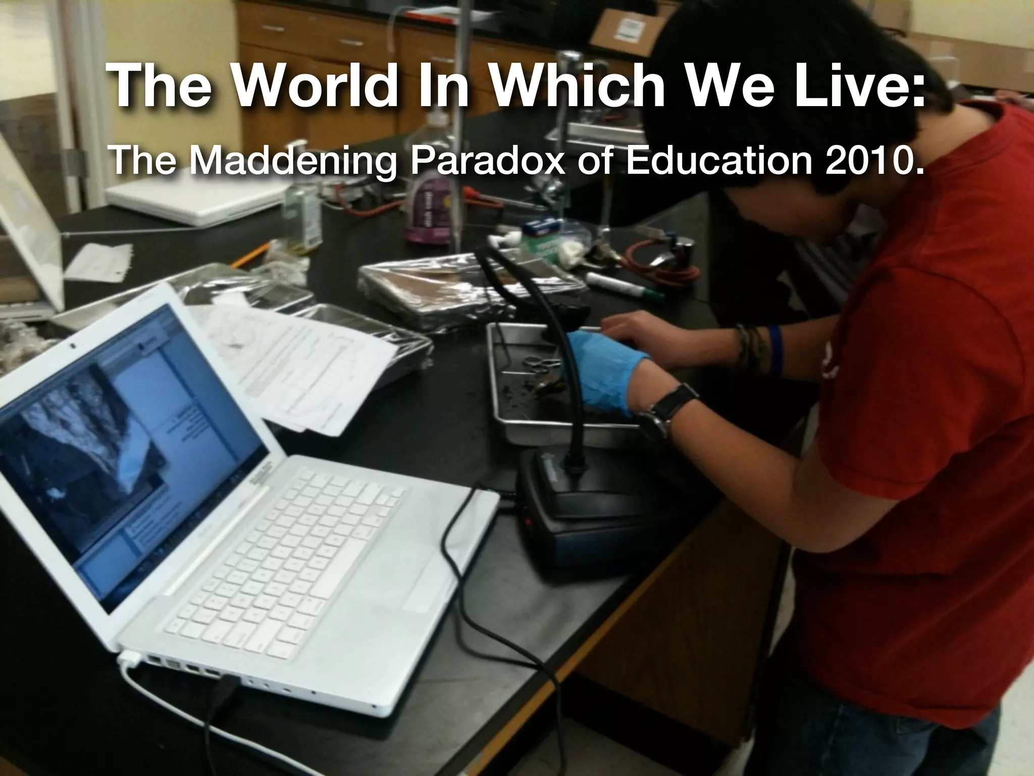 The World In Which We Live:
The Maddening Paradox of Education 2010.
 