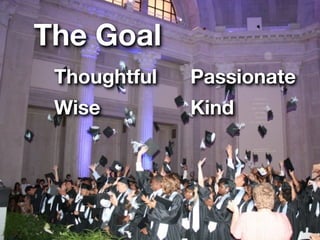 The Goal
 Thoughtful   Passionate
 Wise         Kind
 