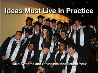 Ideas Must Live In Practice




  Build Systems and Structures that Reflect Your
 