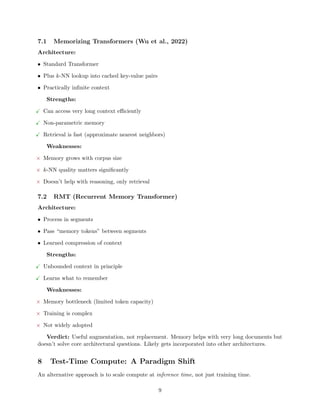 Survey: LLM Architectures Beyond Transformers | PDF