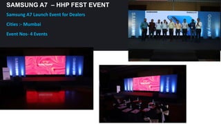 SAMSUNG A7 – HHP FEST EVENT
Samsung A7 Launch Event for Dealers
Cities :- Mumbai
Event Nos- 4 Events
23
SLIDE
 