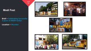 Modi Fest
52
SLIDE
Brief – Celebrating Successful
3 years of MODI Sarkar .
Location – Mumbai
 