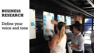 BUSINESS
RESEARCH
Define your
voice and tone
 