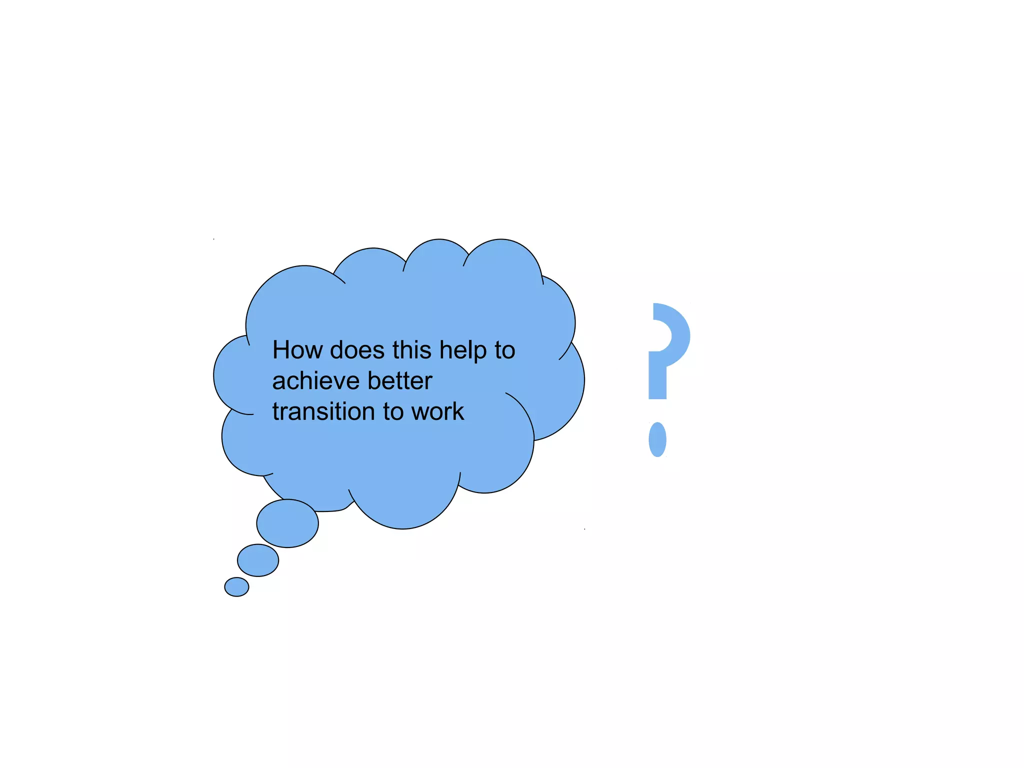 How does this help to
achieve better
transition to work
 