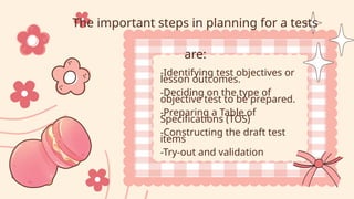 Test Draft Comprehensive Guide to Objective Tests and Table of Specification in ...