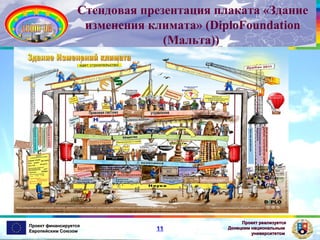 Стендовая презентация плаката «Здание
изменения климата» (DiploFoundation
(Мальта))

Проект финансируется
Европейским Союзом

11

Проект реализуется
Донецким национальным
университетом

 