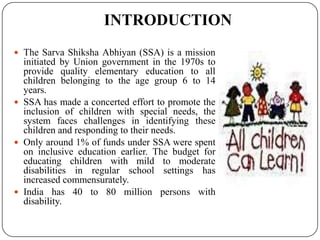 CHALLENGES FACED BY CARETAKERS AND SPECIAL EDUCATORS UNDER SSA PROJECT ...