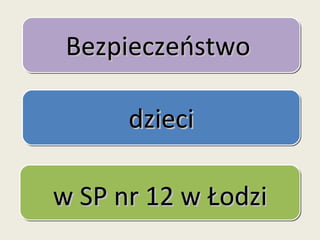 Bezpieczeństwo  dzieci w SP nr 12 w Łodzi 