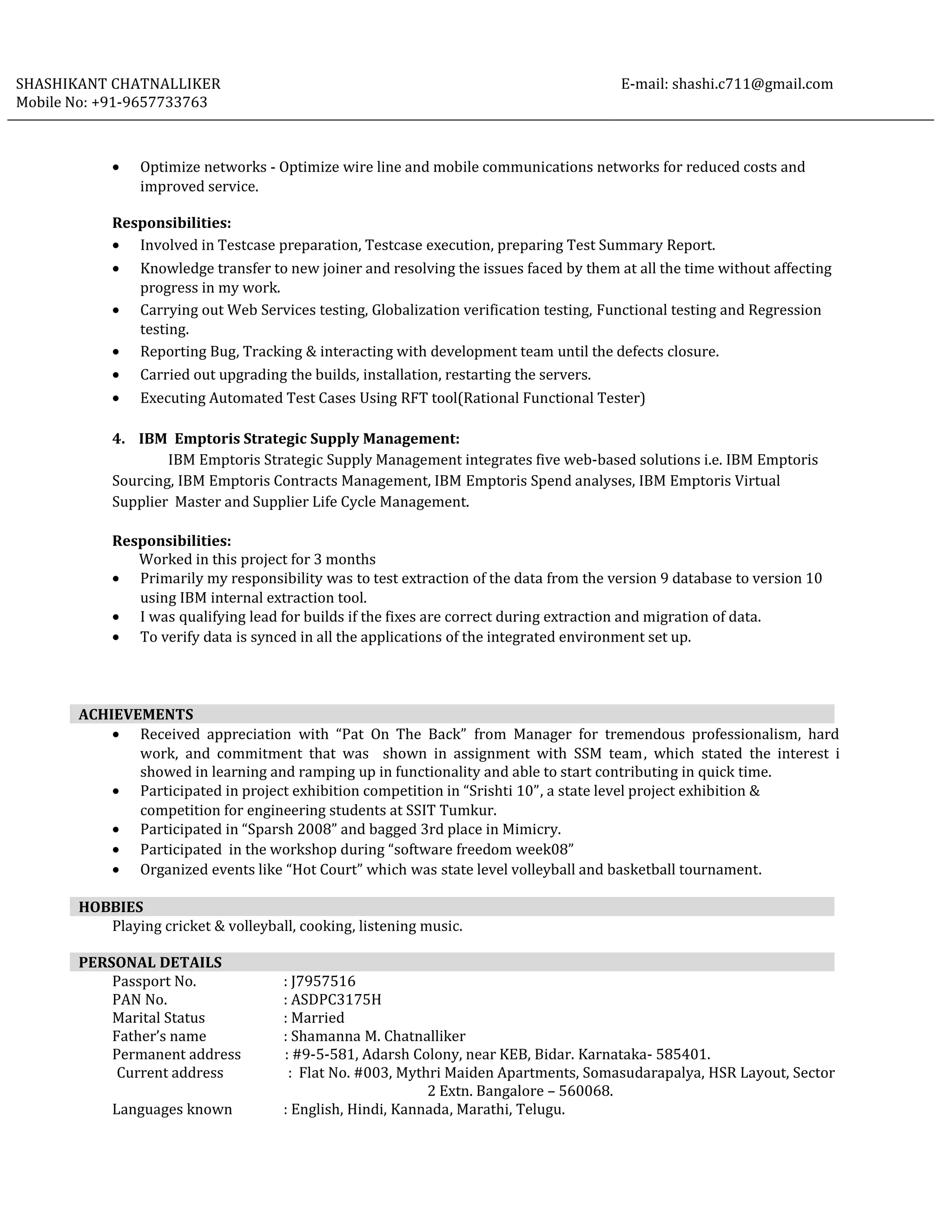 Resume - Shashikant_C | DOC