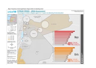 Map 2: Proportion of school-aged Syrian refugee children not attending school
 