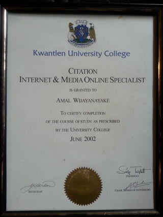 Kwantlen Certificate 2002