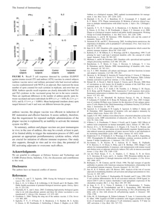 anthrax vaccine, the plague vaccine was efﬁcient in induction of
DC maturation and effector function. It seems unlikely, therefore,
that the requirement for repeated multiple administrations of the
plague vaccine is explained by an inability to activate the immune
system via DCs.
In summary, anthrax and plague vaccines are poor immunogens
in vivo; in the case of anthrax, this may be a result, at least in part,
of its limited ability to trigger the maturation process of iDCs and
generate an appropriate proinﬂammatory cytokine milieu, which
are crucial for initiation of effector immune responses. Our study
also supports, through in vitro and in vivo data, the potential of
DC-activating adjuvants to overcome such effects.
Acknowledgments
We are grateful to colleagues at Defense Science and Technology and
CAMR (Porton Down, Salisbury, U.K.) for discussions and contributions
to this work.
Disclosures
The authors have no ﬁnancial conﬂict of interest.
References
1. O’Toole, T., and T. V. Inglesby. 2000. Facing the biological weapons threat.
Lancet 356: 1128–1129.
2. Rotz, L. D., A. S. Khan, S. R. Lillibridge, S. M. Ostroff, and J. M. Hughes. 2002.
Public health assessment of potential biological terrorism agents. Emerg. Infect.
Dis. 8: 225–230.
3. Gruchalla, R. S., and J. Jones. 2003. Combating high-priority biological agents:
what to do with drug-allergic patients and those for whom vaccination is con-
traindicated? J. Allergy Clin. Immunol. 112: 675–682.
4. Goodman, L. 2004. Taking the sting out of the anthrax vaccine. J. Clin. Invest.
114: 868–869.
5. Inglesby, T. V., T. O’Toole, D. A. Henderson, J. G. Bartlett, M. S. Ascher,
E. Eitzen, A. M. Friedlander, J. Gerberding, J. Hauer, J. Hughes, et al. 2002.
Anthrax as a biological weapon, 2002: updated recommendations for manage-
ment. J. Am. Med. Assoc. 287: 2236–2252.
6. Marshall, J. D., Jr., P. J. Bartelloni, D. C. Cavanaugh, P. J. Kadull, and
K. F. Meyer. 1974. Plague immunization. II. Relation of adverse clinical reac-
tions to multiple immunizations with killed vaccine. J. Infect. Dis. 129(Suppl.):
S19–S25.
7. Inglesby, T. V., D. T. Dennis, D. A. Henderson, J. G. Bartlett, M. S. Ascher,
E. Eitzen, A. D. Fine, A. M. Friedlander, J. Hauer, J. F. Koerner, et al. 2000.
Plague as a biological weapon: medical and public health management. Working
Group on Civilian Biodefense. J. Am. Med. Assoc. 283: 2281–2290.
8. Banchereau, J., and R. M. Steinman. 1998. Dendritic cells and the control of
immunity. Nature 392: 245–252.
9. Steinman, R. M., and M. C. Nussenzweig. 2002. Avoiding horror autotoxicus: the
importance of dendritic cells in peripheral T cell tolerance. Proc. Natl. Acad. Sci.
USA 99: 351–358.
10. Hart, D. N. 1997. Dendritic cells: unique leukocyte populations which control the
primary immune response. Blood 90: 3245–3287.
11. Kalinski, P., C. M. Hilkens, E. A. Wierenga, and M. L. Kapsenberg. 1999. T-cell
priming by type-1 and type-2 polarized dendritic cells: the concept of a third
signal. Immunol. Today 20: 561–567.
12. Mellman, I., and R. M. Steinman. 2001. Dendritic cells: specialized and regulated
antigen processing machines. Cell 106: 255–258.
13. Banchereau, J., F. Briere, C. Caux, J. Davoust, S. Lebecque, Y. J. Liu,
B. Pulendran, and K. Palucka. 2000. Immunobiology of dendritic cells. Annu.
Rev. Immunol. 18: 767–811.
14. Liu, Y. J. 2001. Dendritic cell subsets and lineages, and their functions in innate
and adaptive immunity. Cell 106: 259–262.
15. Skowera, A., M. Hotopf, E. Sawicka, R. Varela-Calvino, C. Unwin, V. Nikolaou,
L. Hull, K. Ismail, A. S. David, S. C. Wessely, and M. Peakman. 2004. Cellular
immune activation in gulf war veterans. J. Clin. Immunol. 24: 66–73.
16. Hotopf, M., A. David, L. Hull, K. Ismail, C. Unwin, and S. Wessely. 2000. Role
of vaccinations as risk factors for ill health in veterans of the Gulf War: cross
sectional study. Br. Med. J. 320: 1363–1367.
17. Arif, S., T. I. Tree, T. P. Astill, J. M. Tremble, A. J. Bishop, C. M. Dayan,
B. O. Roep, and M. Peakman. 2004. Autoreactive T cell responses show proin-
ﬂammatory polarization in diabetes but a regulatory phenotype in health. J. Clin.
Invest. 113: 451–463.
18. Schloot, N. C., G. Meierhoff, M. Karlsson Faresjo, P. Ott, A. Putnam,
P. Lehmann, P. Gottlieb, B. O. Roep, M. Peakman, and T. Tree. 2003. Compar-
ison of cytokine ELISpot assay formats for the detection of islet antigen autore-
active T cells: Report of the Third Immunology of Diabetes Society T-Cell Work-
shop. J. Autoimmun. 21: 365–376.
19. Agrawal, A., J. Lingappa, S. H. Leppla, S. Agrawal, A. Jabbar, C. Quinn, and
B. Pulendran. 2003. Impairment of dendritic cells and adaptive immunity by
anthrax lethal toxin. Nature 424: 329–334.
20. Leppla, S. H. 1982. Anthrax toxin edema factor: a bacterial adenylate cyclase that
increases cyclic AMP concentrations of eukaryotic cells. Proc. Natl. Acad. Sci.
USA 79: 3162–3166.
21. O’Brien, J., A. Friedlander, T. Dreier, J. Ezzell, and S. Leppla. 1985. Effects of
anthrax toxin components on human neutrophils. Infect. Immun. 47: 306–310.
22. Hoover, D. L., A. M. Friedlander, L. C. Rogers, I. K. Yoon, R. L. Warren, and
A. S. Cross. 1994. Anthrax edema toxin differentially regulates lipopolysaccha-
ride-induced monocyte production of tumor necrosis factor ␣ and interleukin-6
by increasing intracellular cyclic AMP. Infect. Immun. 62: 4432–4439.
23. Snijdewint, F. G., P. Kalinski, E. A. Wierenga, J. D. Bos, and M. L. Kapsenberg.
1993. Prostaglandin E2 differentially modulates cytokine secretion proﬁles of
human T helper lymphocytes. J. Immunol. 150: 5321–5329.
24. Xu-Amano, J., H. Kiyono, R. J. Jackson, H. F. Staats, K. Fujihashi,
P. D. Burrows, C. O. Elson, S. Pillai, and J. R. McGhee. 1993. Helper T cell
subsets for immunoglobulin A responses: oral immunization with tetanus toxoid
and cholera toxin as adjuvant selectively induces Th2 cells in mucosa associated
tissues. J. Exp. Med. 178: 1309–1320.
25. van der Pouw Kraan, T. C., A. Snijders, L. C. Boeije, E. R. de Groot,
A. E. Alewijnse, R. Leurs, and L. A. Aarden. 1998. Histamine inhibits the pro-
duction of interleukin-12 through interaction with H2 receptors. J. Clin. Invest.
102: 1866–1873.
26. Rodriguez, V., M. Centeno, and M. Ulrich. 1996. The IgG isotypes of speciﬁc
antibodies in patients with American cutaneous leishmaniasis; relationship to the
cell-mediated immune response. Parasite Immunol. 18: 341–345.
27. Sun, H., K. G. Pollock, and J. M. Brewer. 2003. Analysis of the role of vaccine
adjuvants in modulating dendritic cell activation and antigen presentation in vitro.
Vaccine 21: 849–855.
28. Flynn, S., K. M. Toellner, C. Raykundalia, M. Goodall, and P. Lane. 1998. CD4
T cell cytokine differentiation: the B cell activation molecule, OX40 ligand, in-
structs CD4 T cells to express interleukin 4 and upregulates expression of the
chemokine receptor, Blr-1. J. Exp. Med. 188: 297–304.
29. de Jong, E. C., P. L. Vieira, P. Kalinski, J. H. Schuitemaker, Y. Tanaka,
E. A. Wierenga, M. Yazdanbakhsh, and M. L. Kapsenberg. 2002. Microbial
compounds selectively induce Th1 cell-promoting or Th2 cell-promoting den-
dritic cells in vitro with diverse th cell-polarizing signals. J. Immunol. 168:
1704–1709.
30. Cella, M., D. Scheidegger, K. Palmer-Lehmann, P. Lane, A. Lanzavecchia, and
G. Alber. 1996. Ligation of CD40 on dendritic cells triggers production of high
levels of interleukin-12 and enhances T cell stimulatory capacity: T-T help via
APC activation. J. Exp. Med. 184: 747–752.
FIGURE 9. Recall T cell responses detected by cytokine ELISPOT
against tetanus toxoid (TT) and anthrax (ATX) vaccines in control subjects
(anthrax vaccine naive) and military personnel who had received anthrax
vaccine coadministered with WCP as an adjuvant. Bars represent the mean
number of spots counted for each cytokine in triplicate, and error bars are
SEM. Anthrax-speciﬁc recall responses are clearly detectable for both Th1
and Th2 cytokines in the vaccinated group but not in the naive controls.
There are signiﬁcant differences in the number of anthrax-speciﬁc spots be-
tween vaccinated and naive individuals for IFN-␥ (‫,ء‬ p Ͻ 0.05), IL-2 (‫,ءء‬ p Ͻ
0.01), and IL-13 (‫,ءءء‬ p Ͻ 0.0001). Mean background (medium alone) spots
ranged between 0 and 4 and were not different between the groups.
7243The Journal of Immunology
 