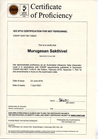 CSWIP-ISO 9712 AUT Certificates & ID