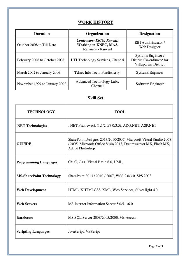 sharepoint designer resume sharepoint developer wherervnow us