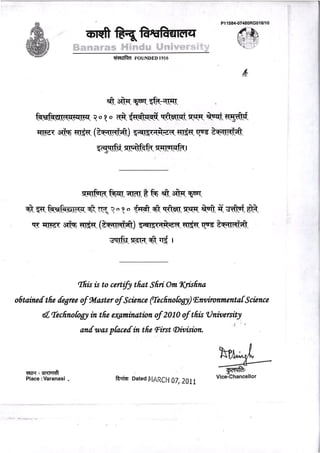 M.SC Tech Final Certificate | PDF