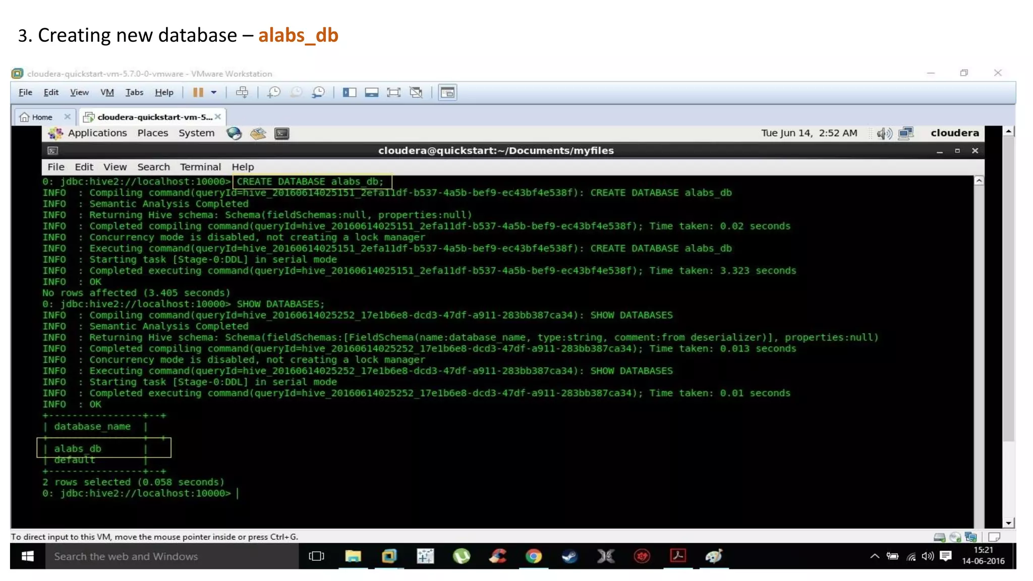 3. Creating new database – alabs_db
 