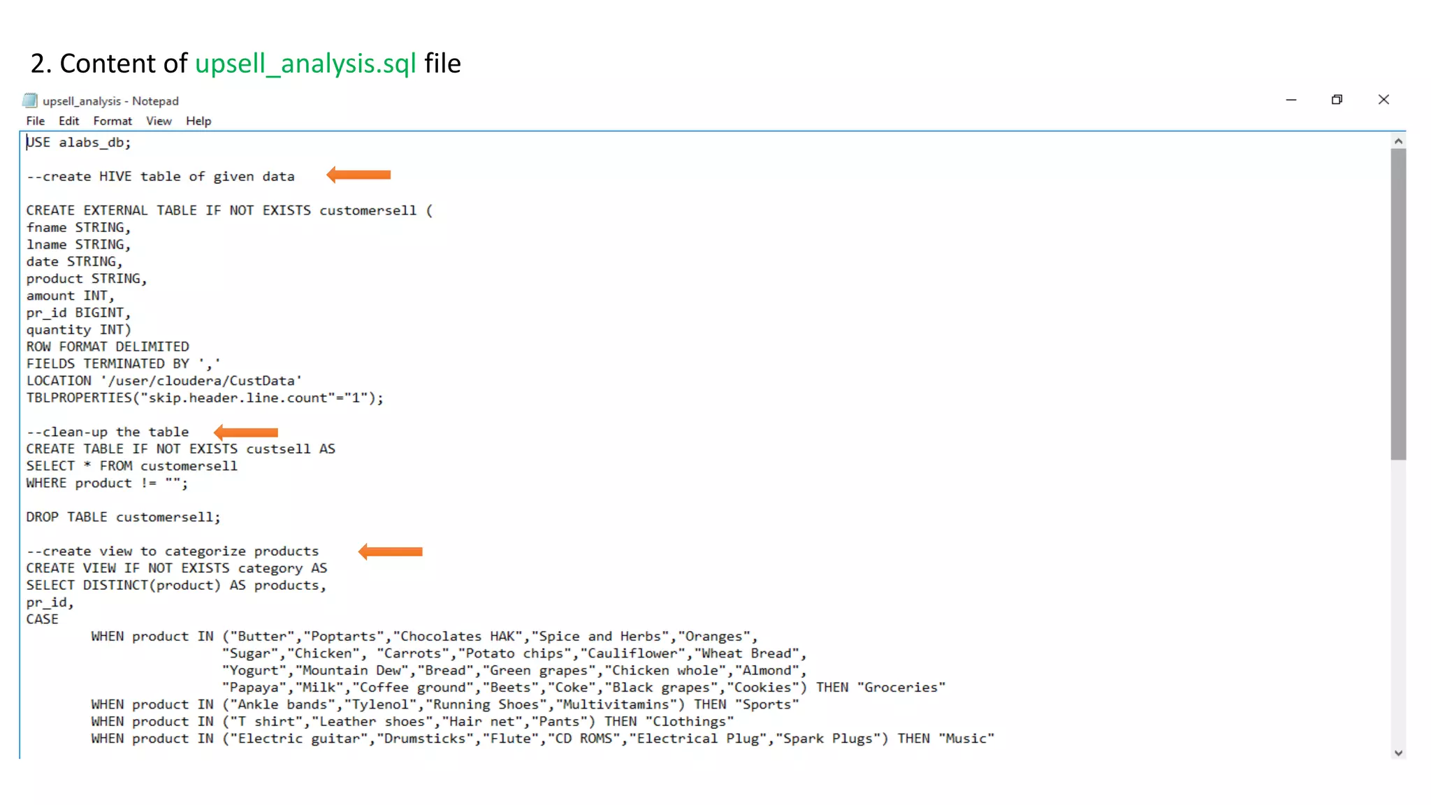2. Content of upsell_analysis.sql file
 