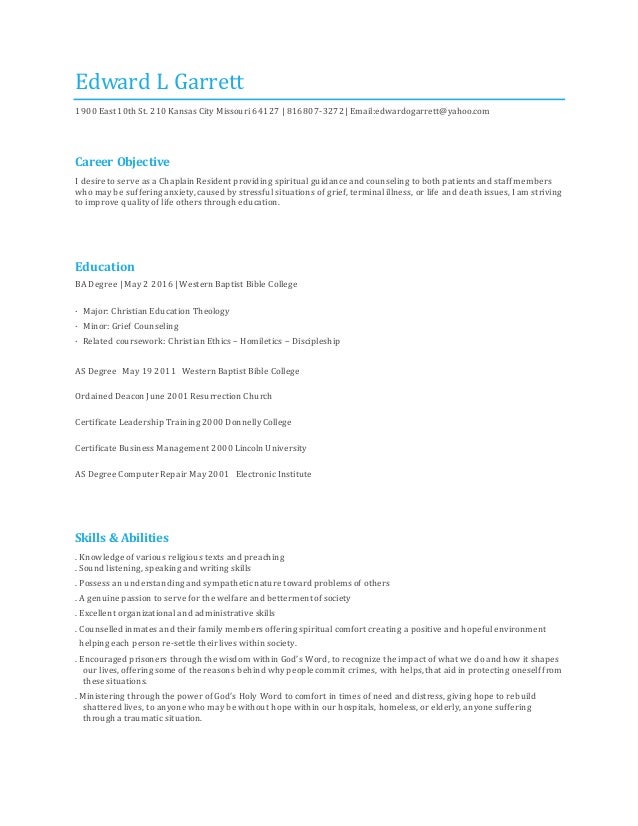 1 new chaplain resume
