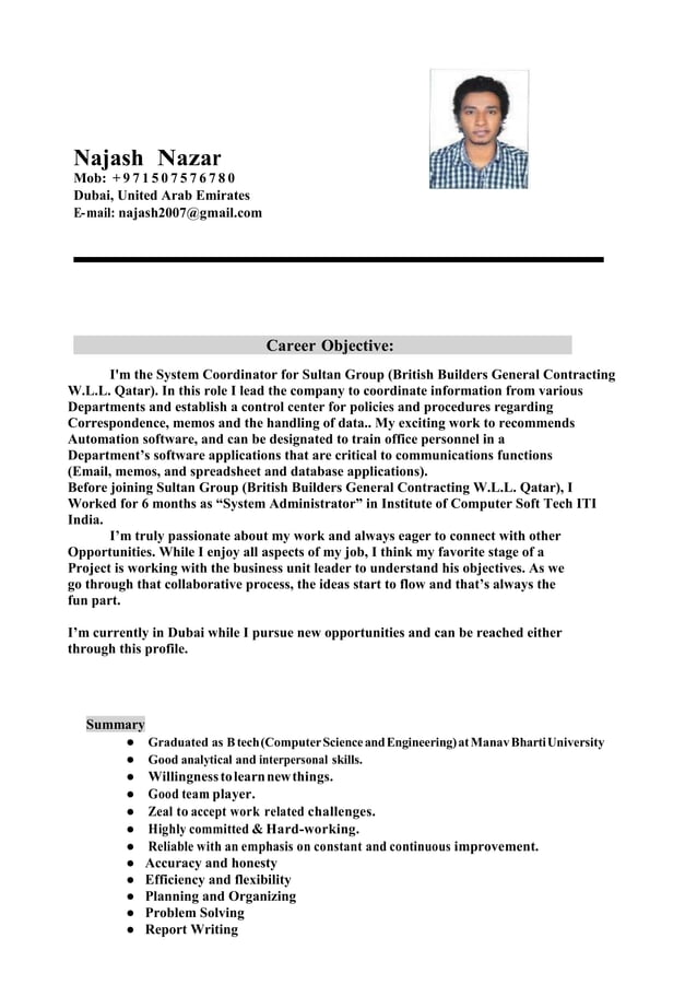 najash Resume | PDF image.