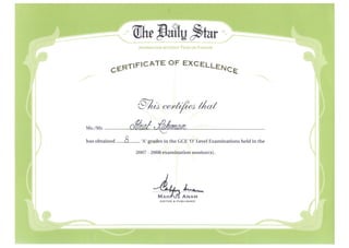 Daily Star Award O Level