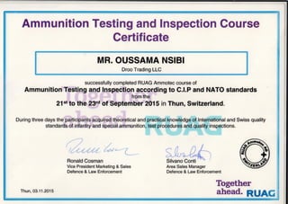 ammunition testing and inspection course certificate
