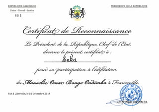 Certificat de Reconnaissance