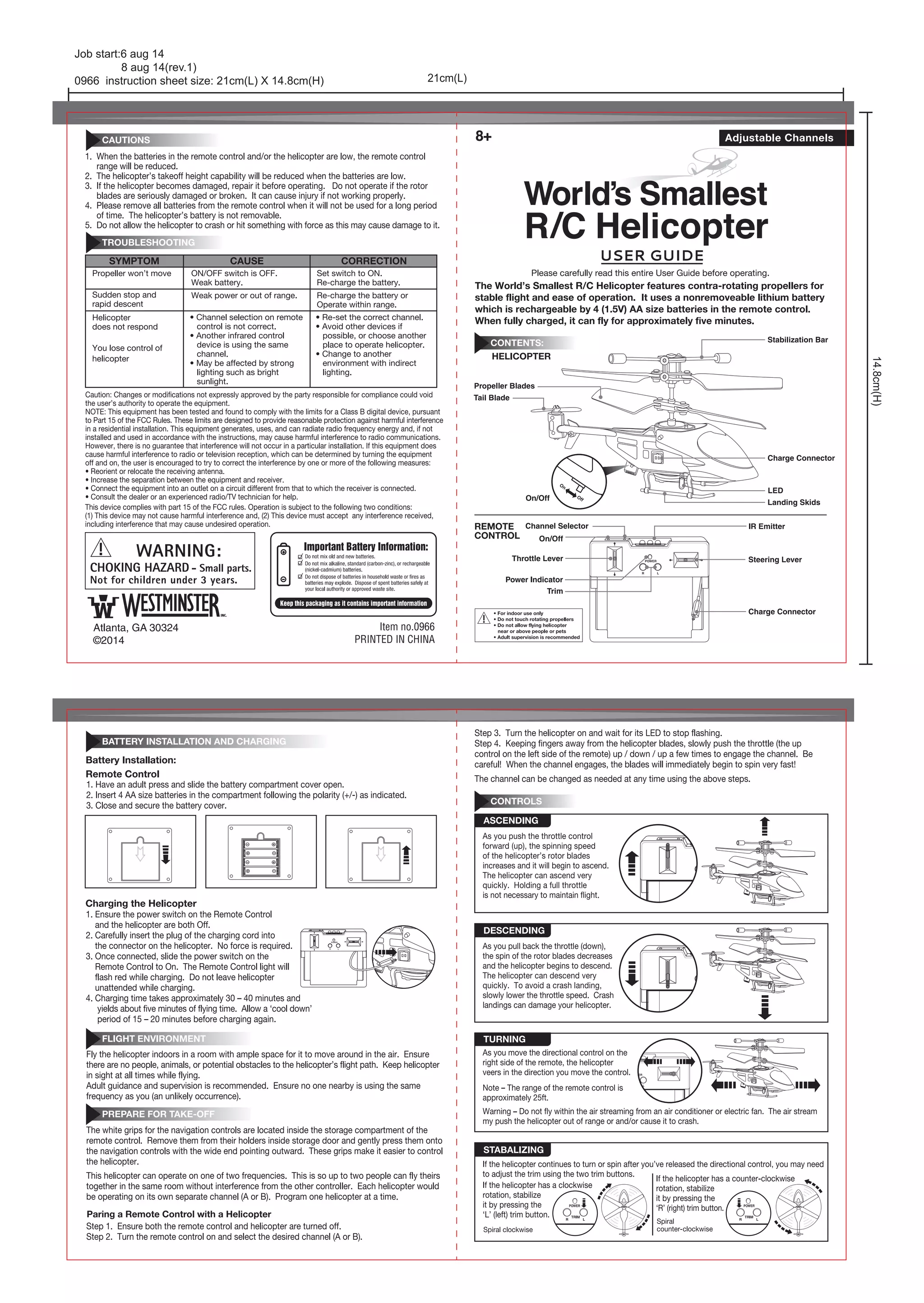 ヘリコプターマニュアル World's Smallest Helicopter Instruction Sheet | PDF