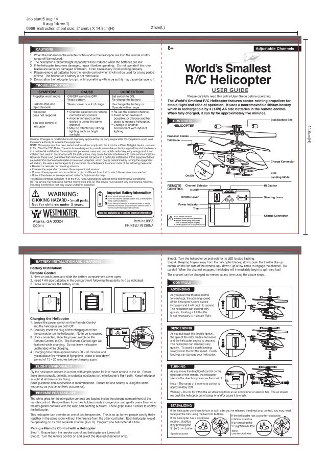 world's smallest remote control helicopter