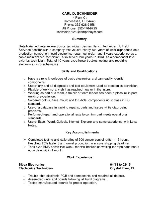 Karl Schneider Bench Technician