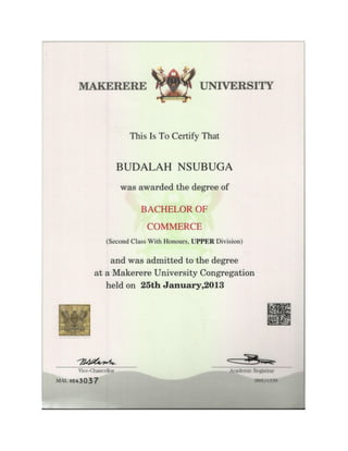 Nsubuga Academic Certificate