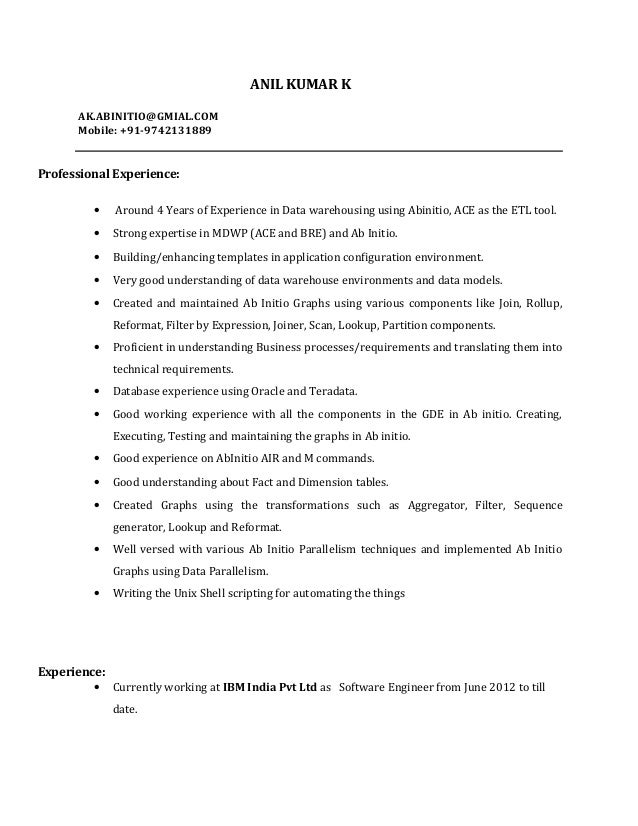 Ab initio testing resume