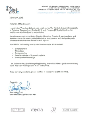 Reference letter  Veronique Lalonde March 2016