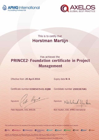 PRINCE2 certificaat HRT