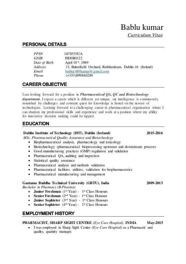 bablu cv pdf quality cv