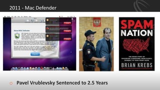 2011 - Mac Defender
o Pavel Vrublevsky Sentenced to 2.5 Years
 