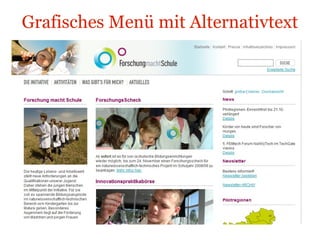 Grafisches Menü mit Alternativtext forschungmachtschule.at 