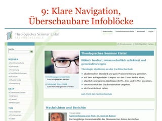 theologisches-seminar-elstal.de 9: Klare Navigation, Überschaubare Infoblöcke 