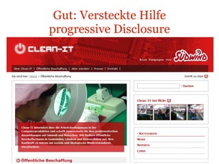 Gut: Versteckte Hilfe progressive Disclosure clean-it.at 