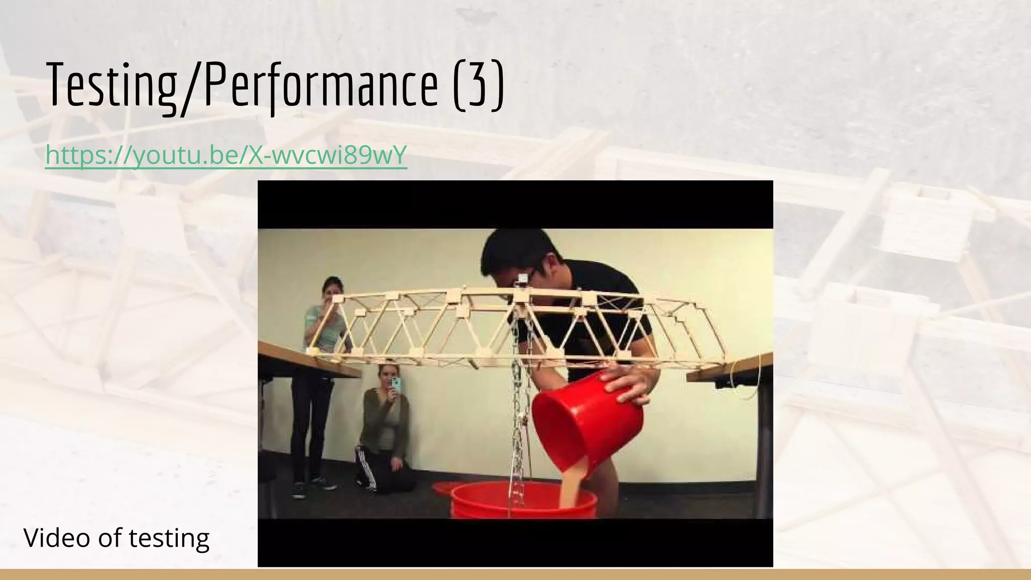 Testing/Performance (3)
https://youtu.be/X-wvcwi89wY
Video of testing
 