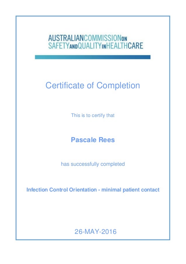 Hand Hygiene Infetion Control Certificate_P. Rees