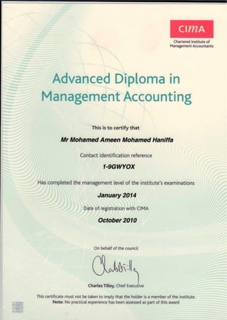 10. CIMA - Managerial Certificate