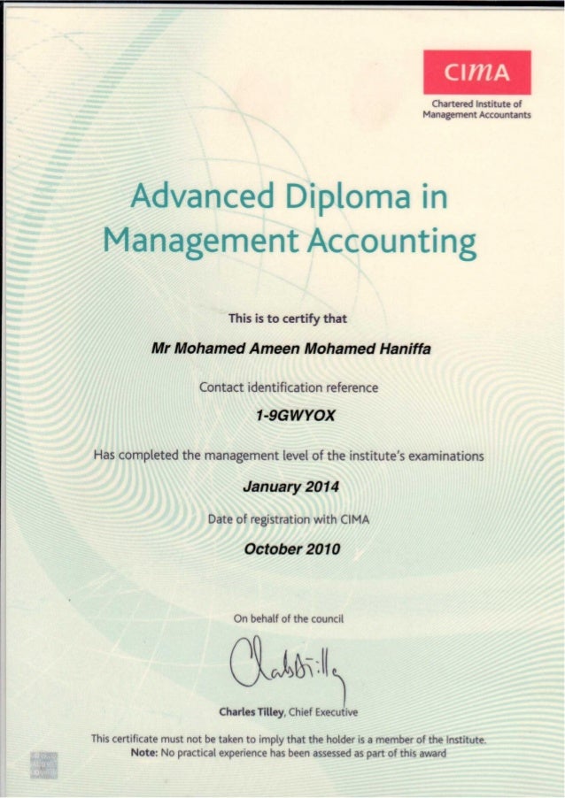 10. CIMA Managerial Certificate