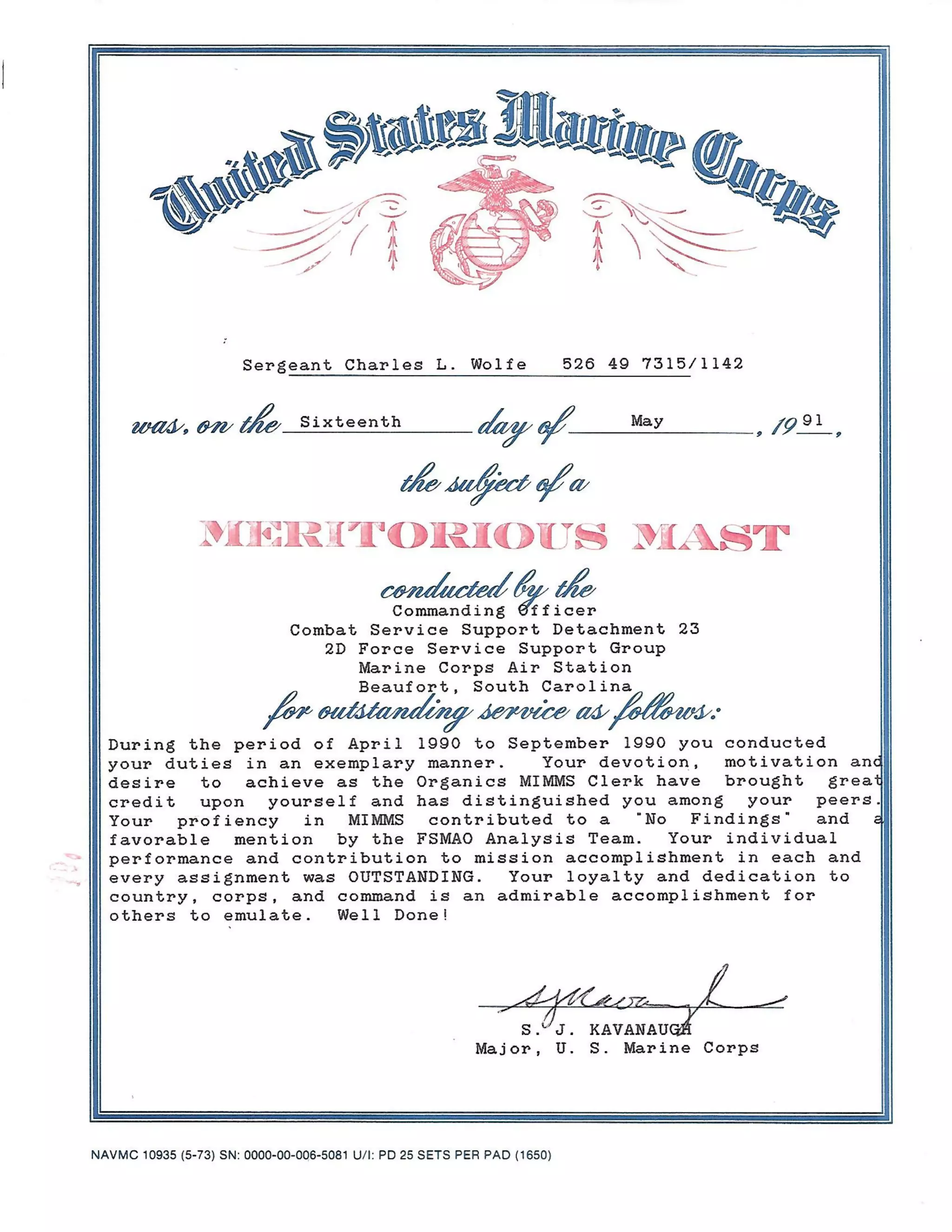 Str Usmc 8-MrtMst 16May1991 CSSD 23 | PDF