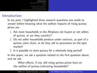 The welfare impacts of rising quinoa prices: evidence from Peru