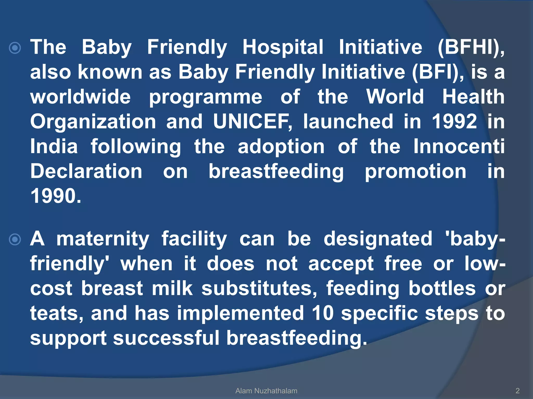 Baby Friendly Hospital Initiative (BFHI Ten Successful Steps) | PDF