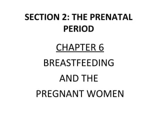 SECTION 2: THE PRENATAL
PERIOD

CHAPTER 6
BREASTFEEDING
AND THE
PREGNANT WOMEN

 