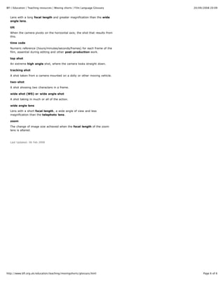 Bfi film language glossary | PDF