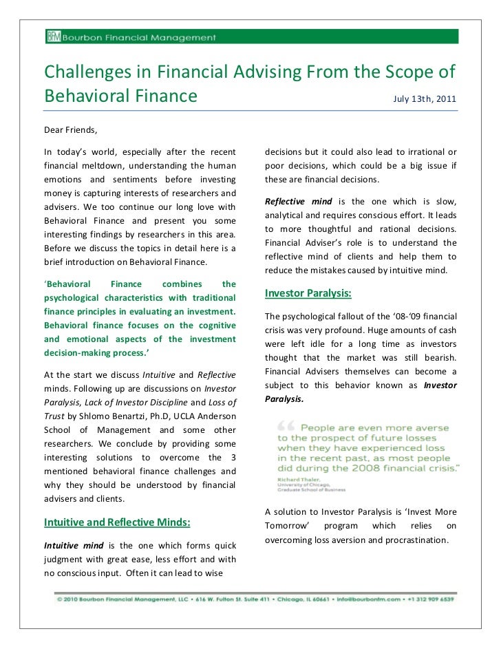 behavioural finance dissertation topics