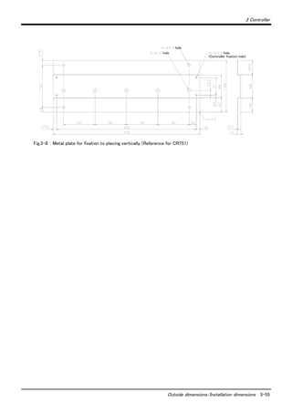 3 Controller
Outside dimensions/Installation dimensions 3-55
Fig.3-8 ： Metal plate for fixation to placing vertically (Reference for CR751)
hole
hole hole
(Controller fixation hole)
 