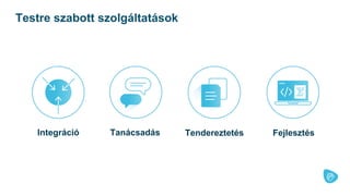 Integráció Tanácsadás Tendereztetés Fejlesztés
Testre szabott szolgáltatások
 